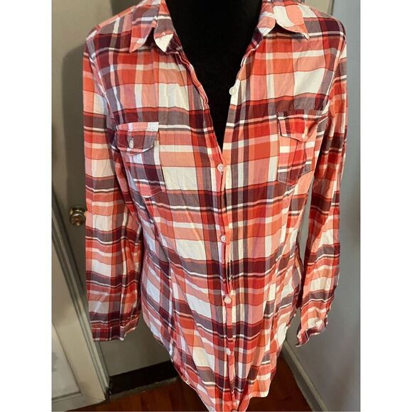 Old Navy 100% cotton plaid, button-down shirt size large - Picture 1 of 9